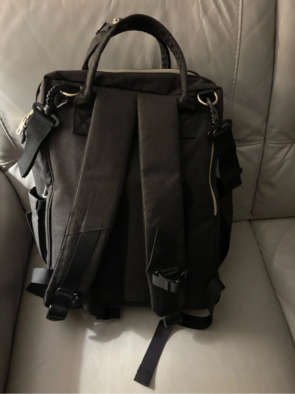 Black Diaper Bag  Backpack - Sleek Everyday Bag